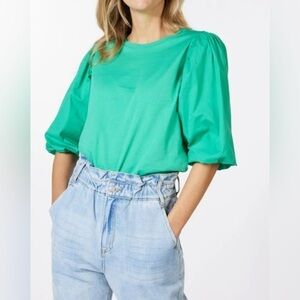 Esqualo POSY PUFF SLEEVE T-SHIRT Women Size Small Green
